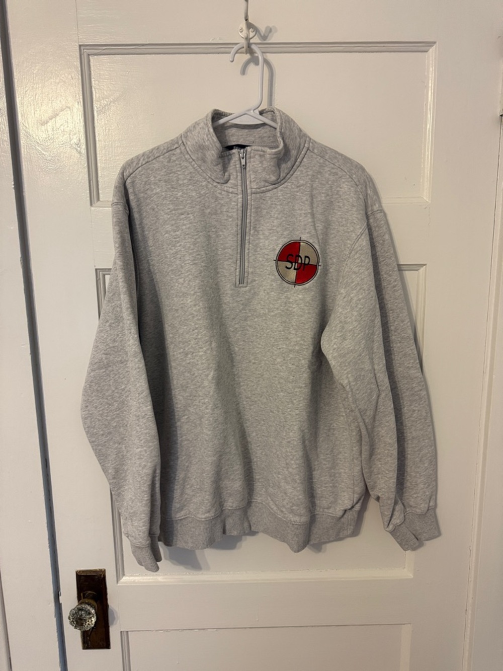Sport-Tek Light Gray Quarter-Zip Sweatshirt with Red Accent Logo